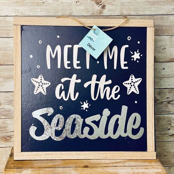 NWT Shore Living Meet me at the Seaside Starfish Navy Blue hanging Wall Decor - Picture 1 of 12